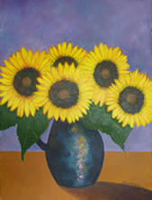 Sunflowers in a Blue Jug